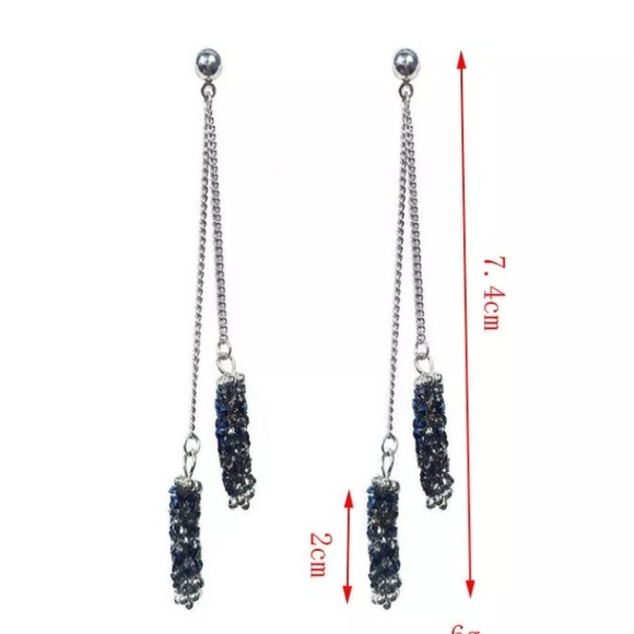 Shea Long Crystal Covered Tassel Earrings - Picture 3 of 5